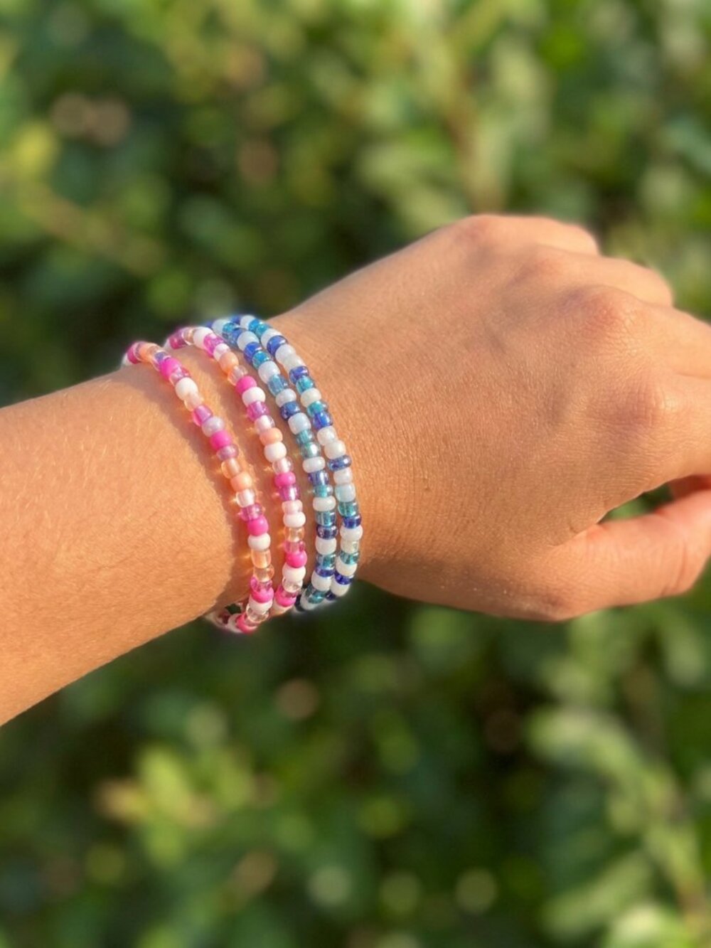 Y2K Style Pastel Beaded Stretch Bracelets | Set of 4 Stackable